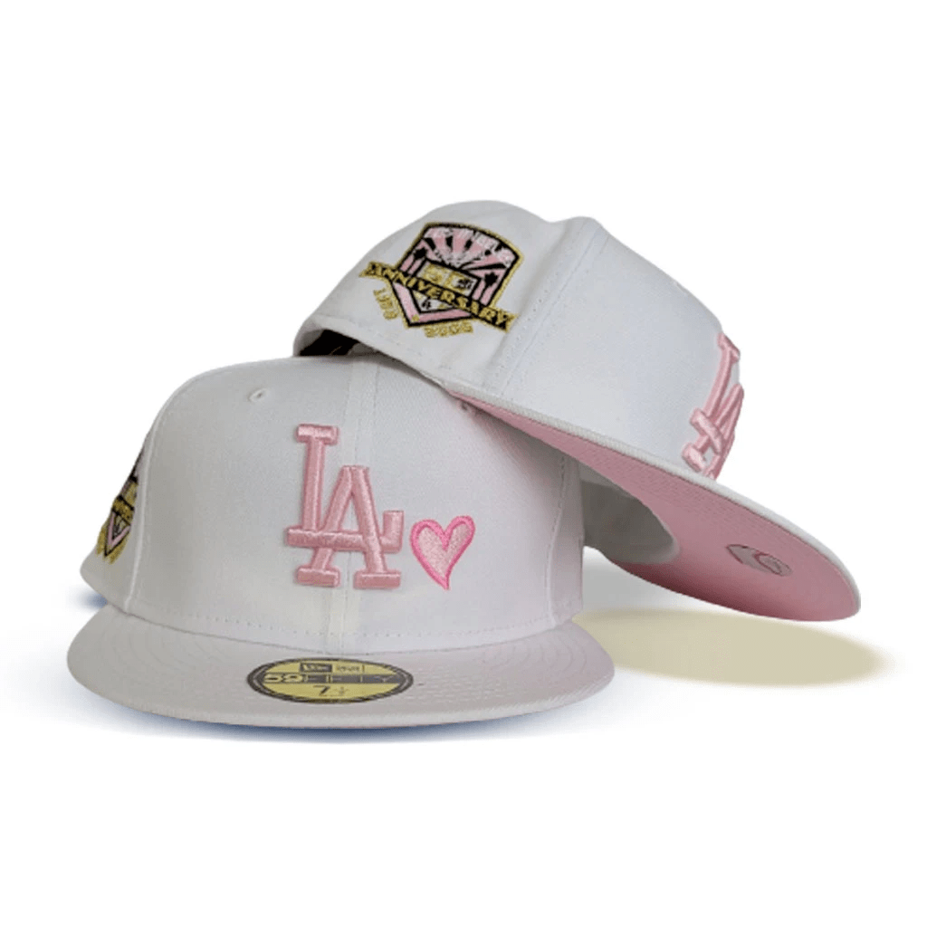 Los Angeles Dodgers White Pink Fitted Hat