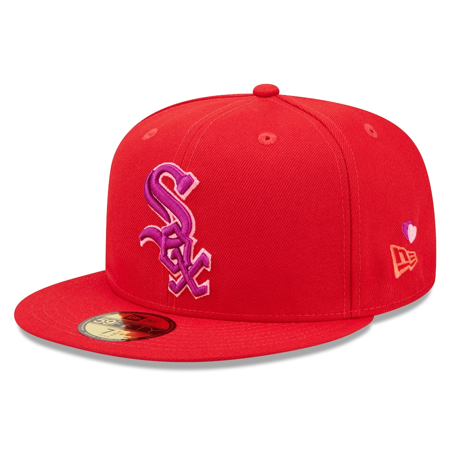 Red+ Purple Fitted Hats With Hearts