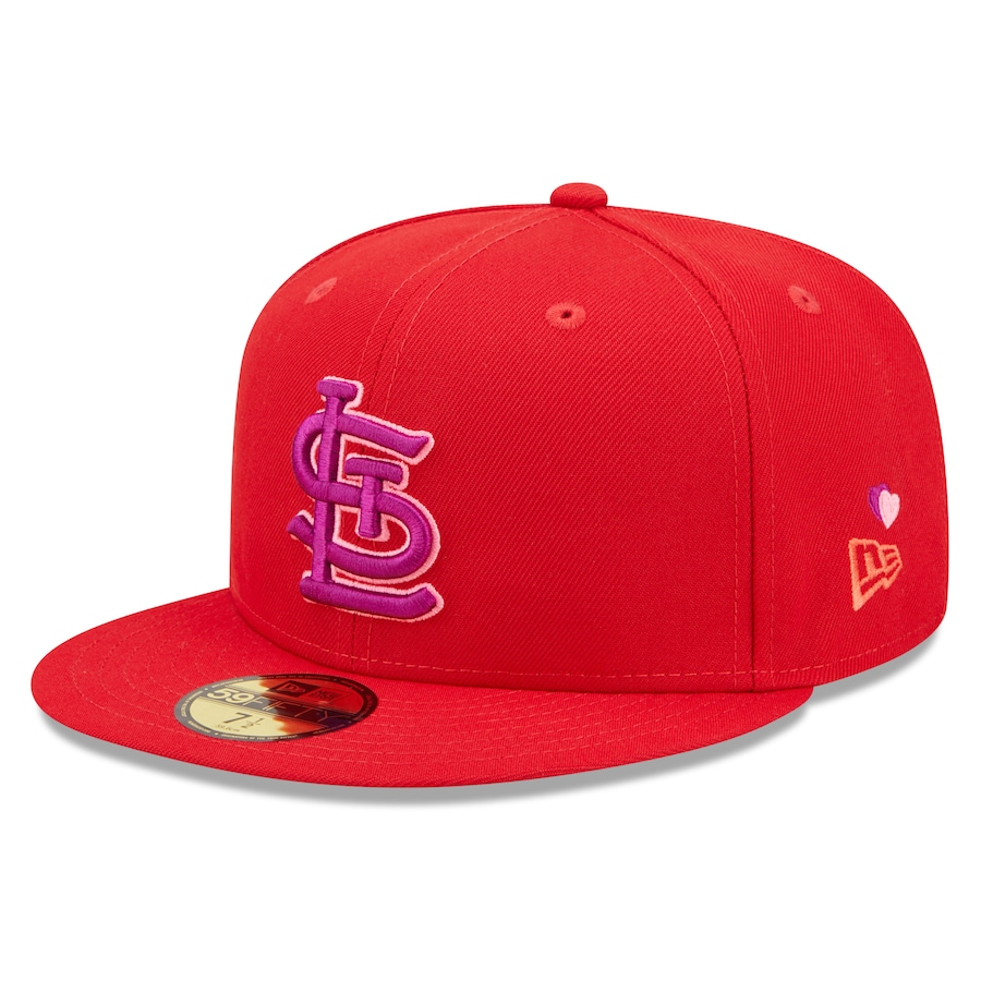 Red+ Purple Fitted Hats With Hearts