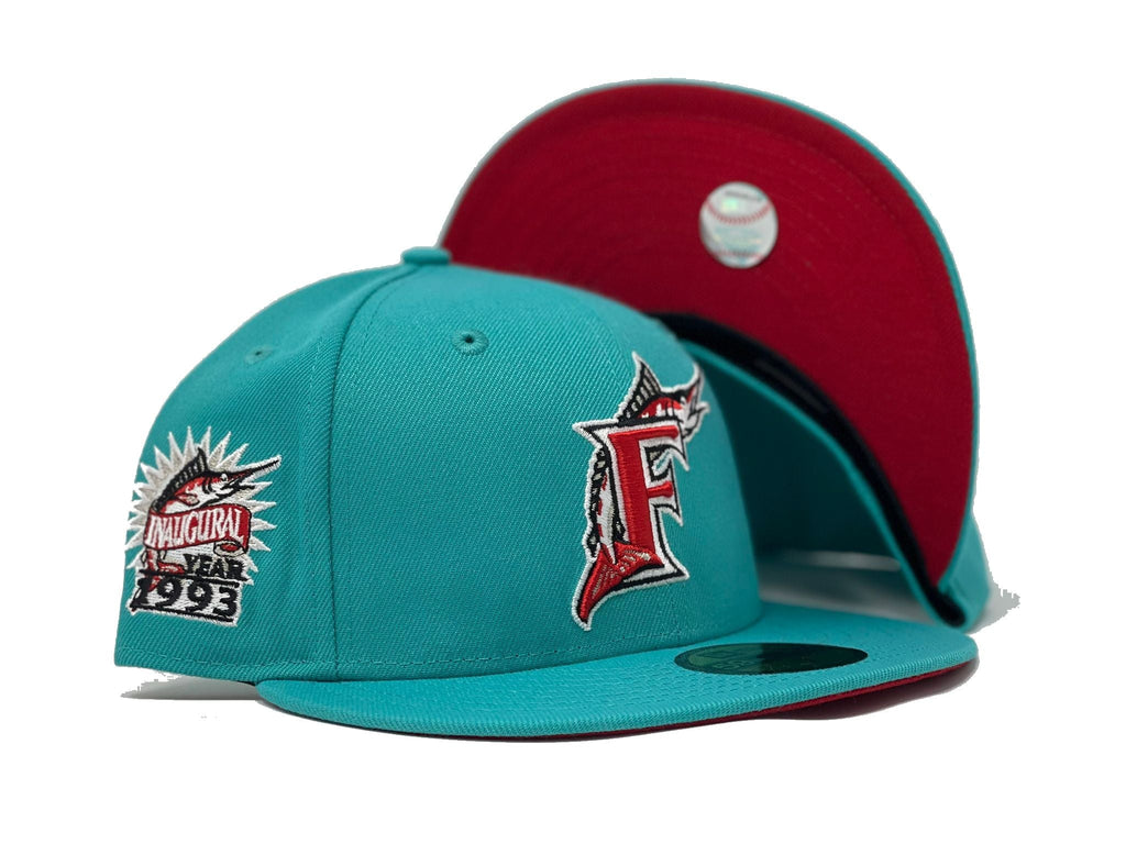 New Era Florida Marlins Teal/Red 1993 Inaugural Season Red Under Brim