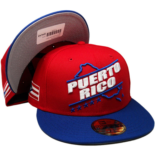 New Era Puerto Rico Map Red/Royal 59FIFTY Fitted Hat