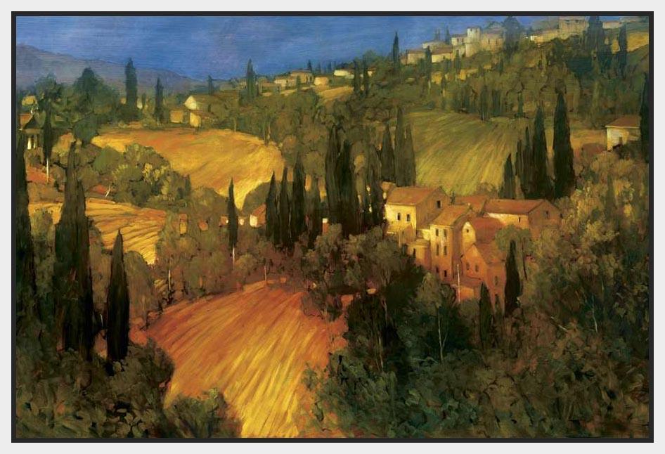 222329_FW1 'Hillside - Tuscany' by artist Philip Craig - Wall Art Print on Textured Fine Art Canvas or Paper - Digital Giclee reproduction of art painting. Red Sky Art is India's Online Art Gallery for Home Decor - 111_POD5099
