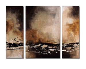 92201_GS1_- titled 'Tobacco and Chocolate - 3 Panel Triptych' by artist Laurie Maitland - Wall Art Print on Textured Fine Art Canvas or Paper - Digital Giclee reproduction of art painting. Red Sky Art is India's Online Art Gallery for Home Decor - 111_TRYP12306