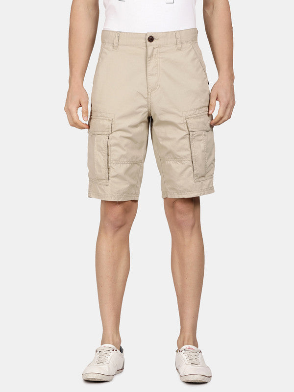 Buy t-base Sand Cotton Solid Cargo Shorts for Men Online India