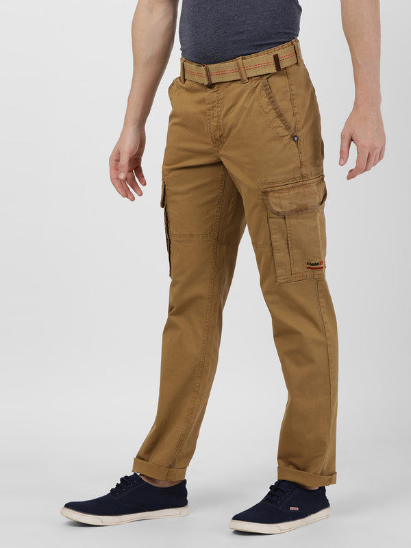 Buy t-base Men's Whiskey Solid Cargo Pants for Men Online India