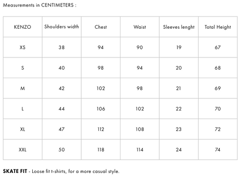 kenzo tee sizing