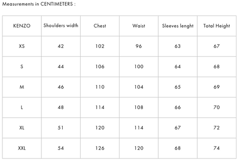 kenzo shirt sizing