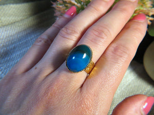 Fine gold gilded ring in Agate stone
