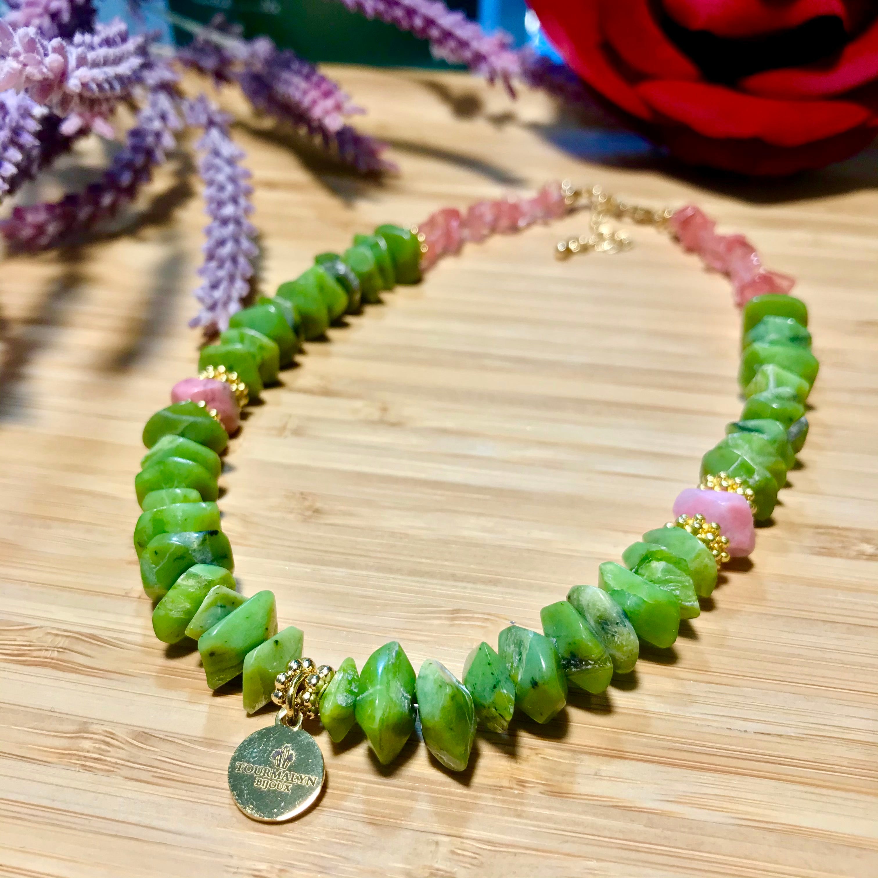 Natural Amazonite and Rose Quartz Necklace