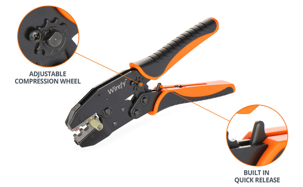 wirefy crimping tool nd no dies quick change adjustable compression wheel quick release