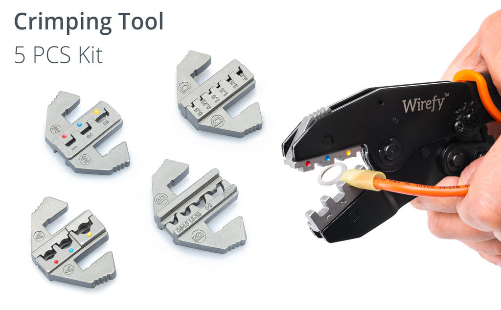 Wirefy crimping tool set 5 pcs kit 4 dies included