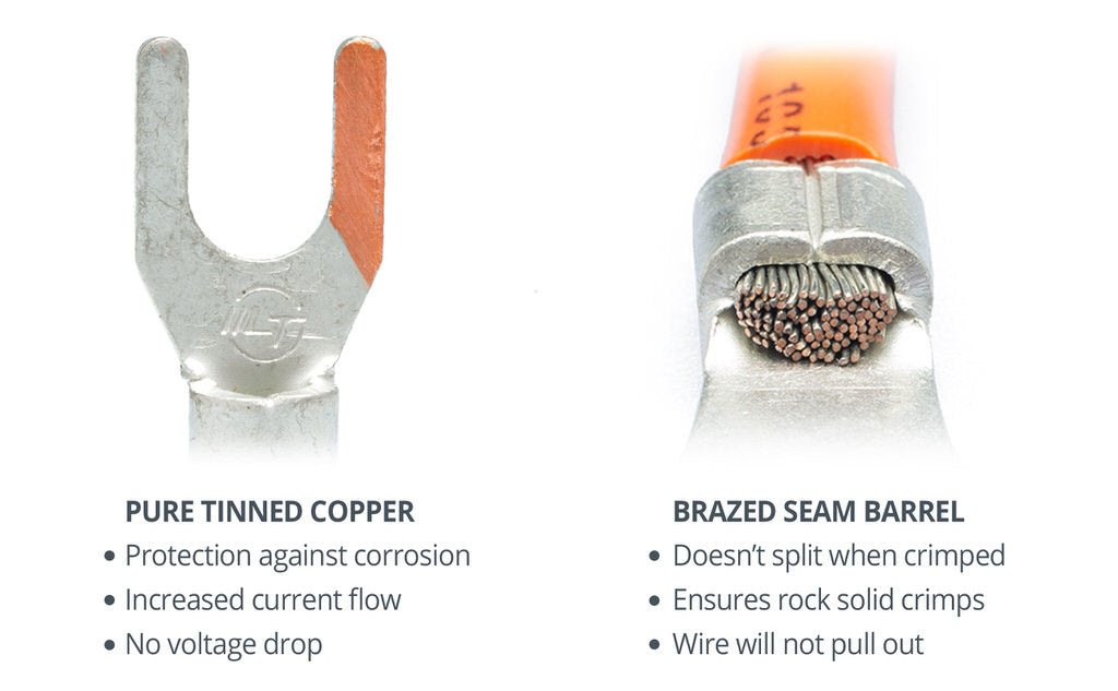 wirefy heat shrink fork connectors pure copper brazed seams