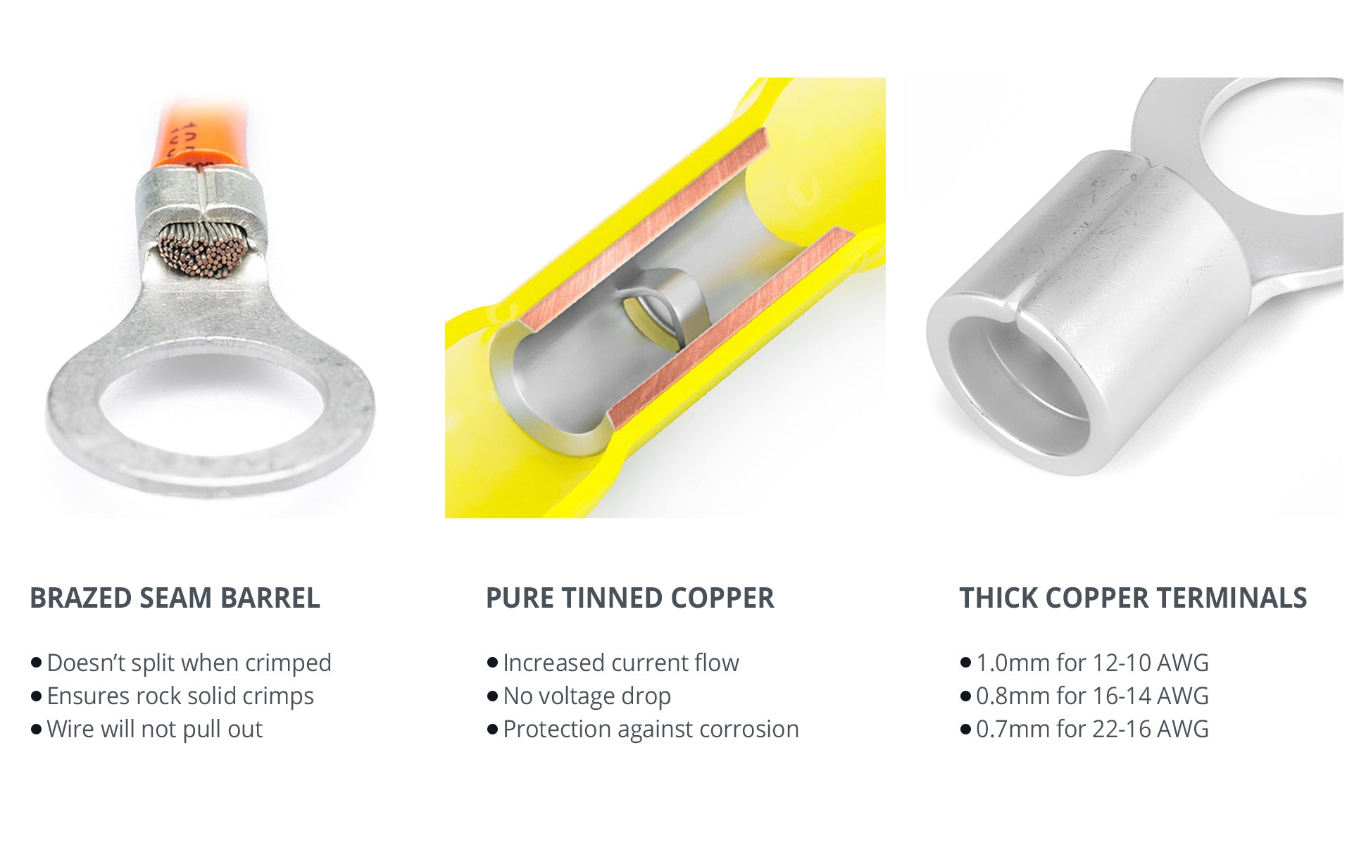 wirefy heat shrink connectors properties thick copper brazed barrels