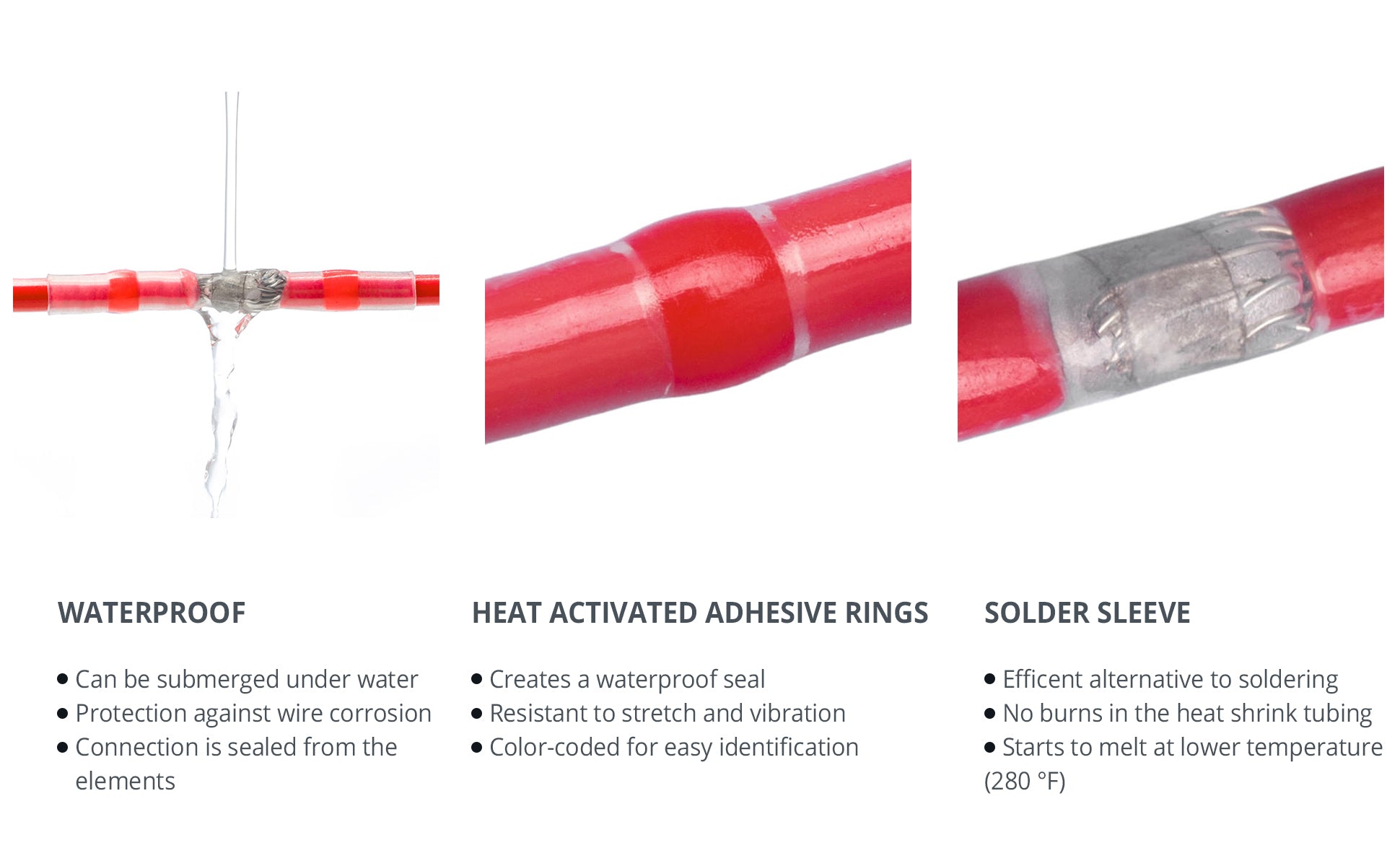 wirefy solder seal connectors waterproof hot melt adhesive rings low temperature