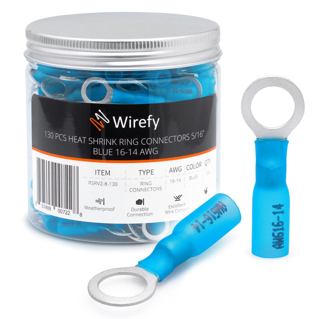 Wirefy Heat Shrink Ring Connectors 16 14 Awg Professional Grade Wirefyshop