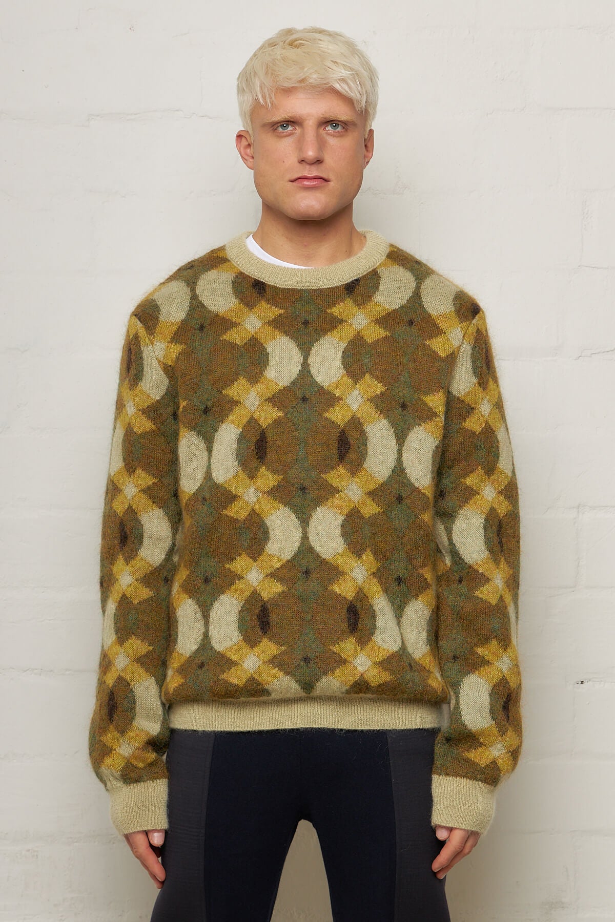 Cmmn Swdn Xander Brown Jaquard Knit Sweater Mohair - Shop now at 