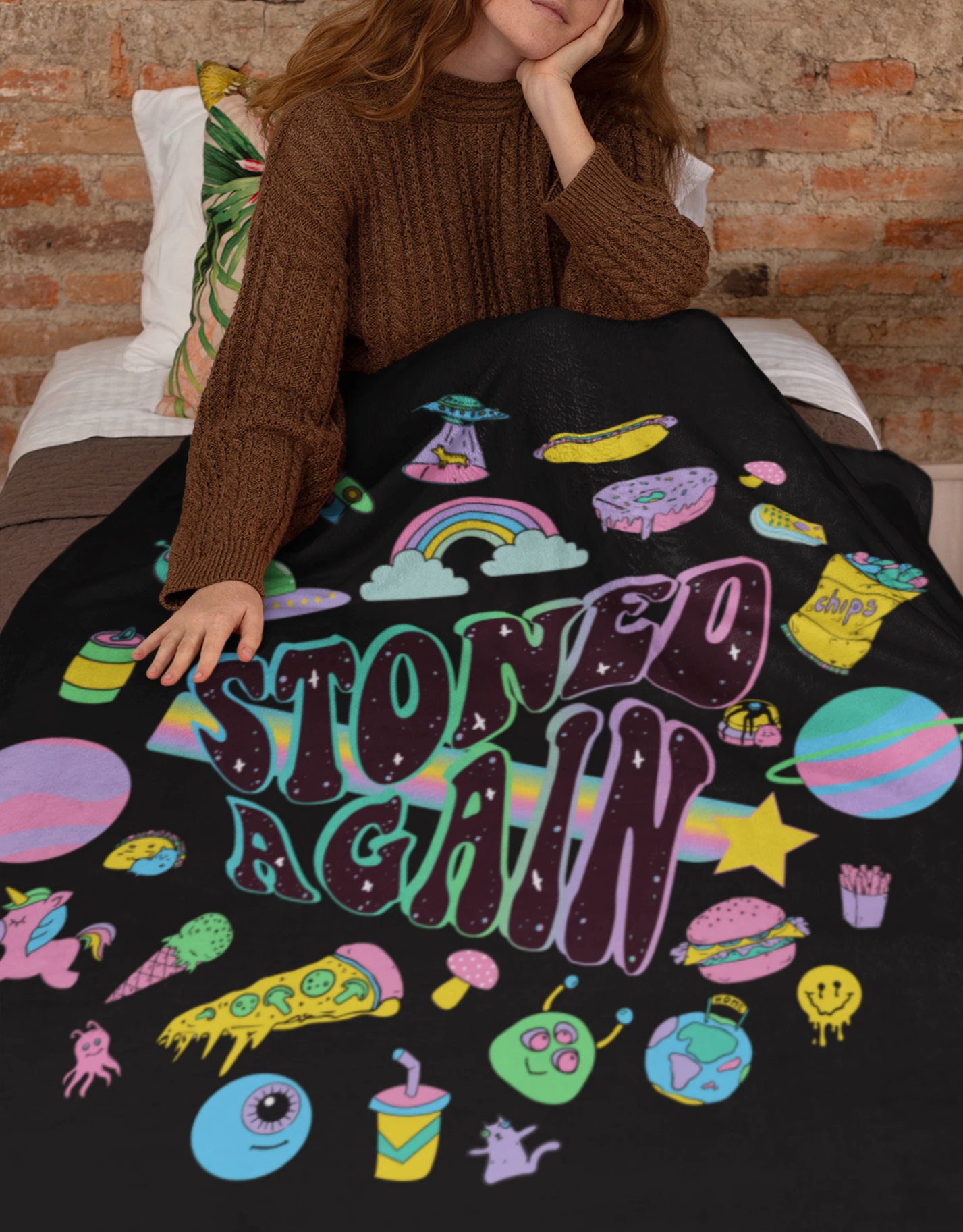 Stoned Again Blanket Weed Blanket Stoner Alien Blanket Cannabis Blanket 420 Blanket Highciti