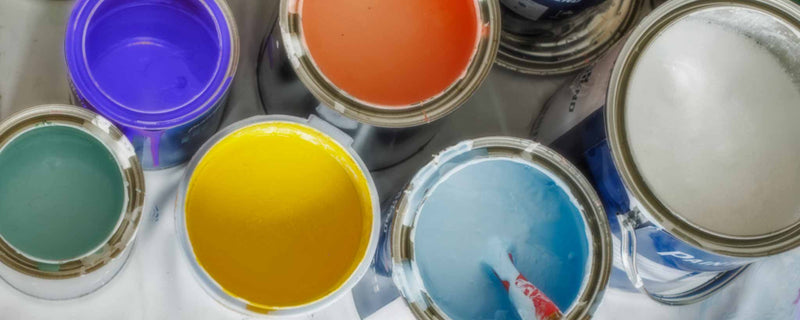 Colorful paint buckets