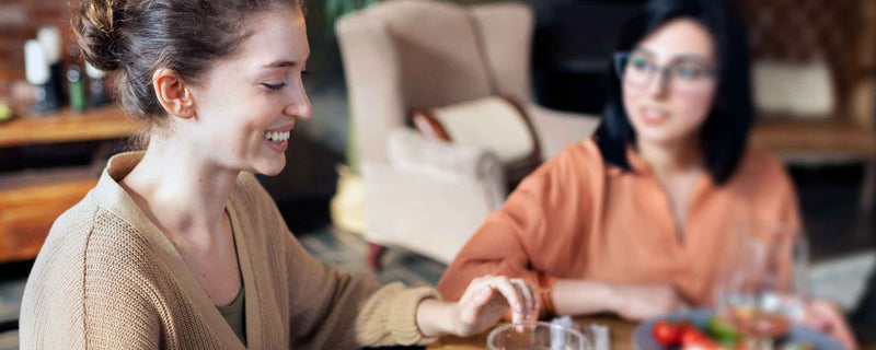 Female couple having restaurant meal