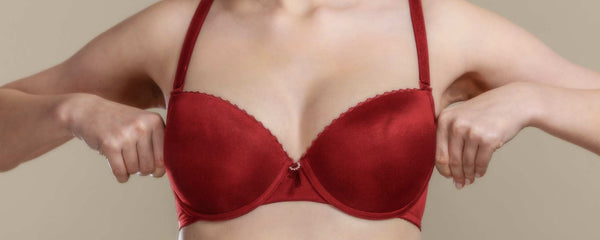 Female wearing red bra