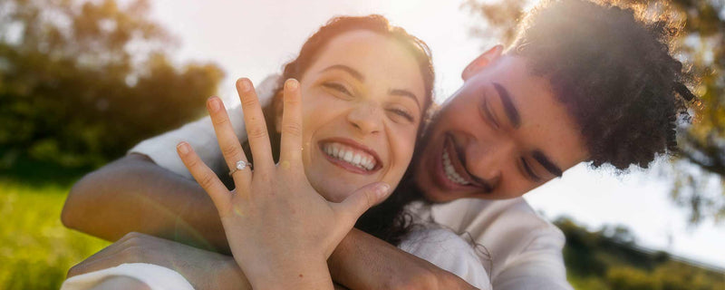 Biracial engaged couple