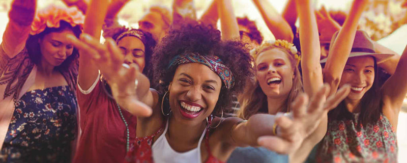 Female festival party-goers