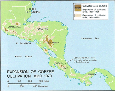 coffee history in Central America, 1850-1970