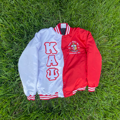 M3 Greek Kappa Alpha Psi-Satin Baseball Jacket (M3) Custom Medium / Red / Non Quilted(Flannel)