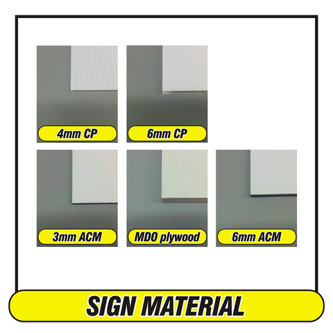 Sign material specs