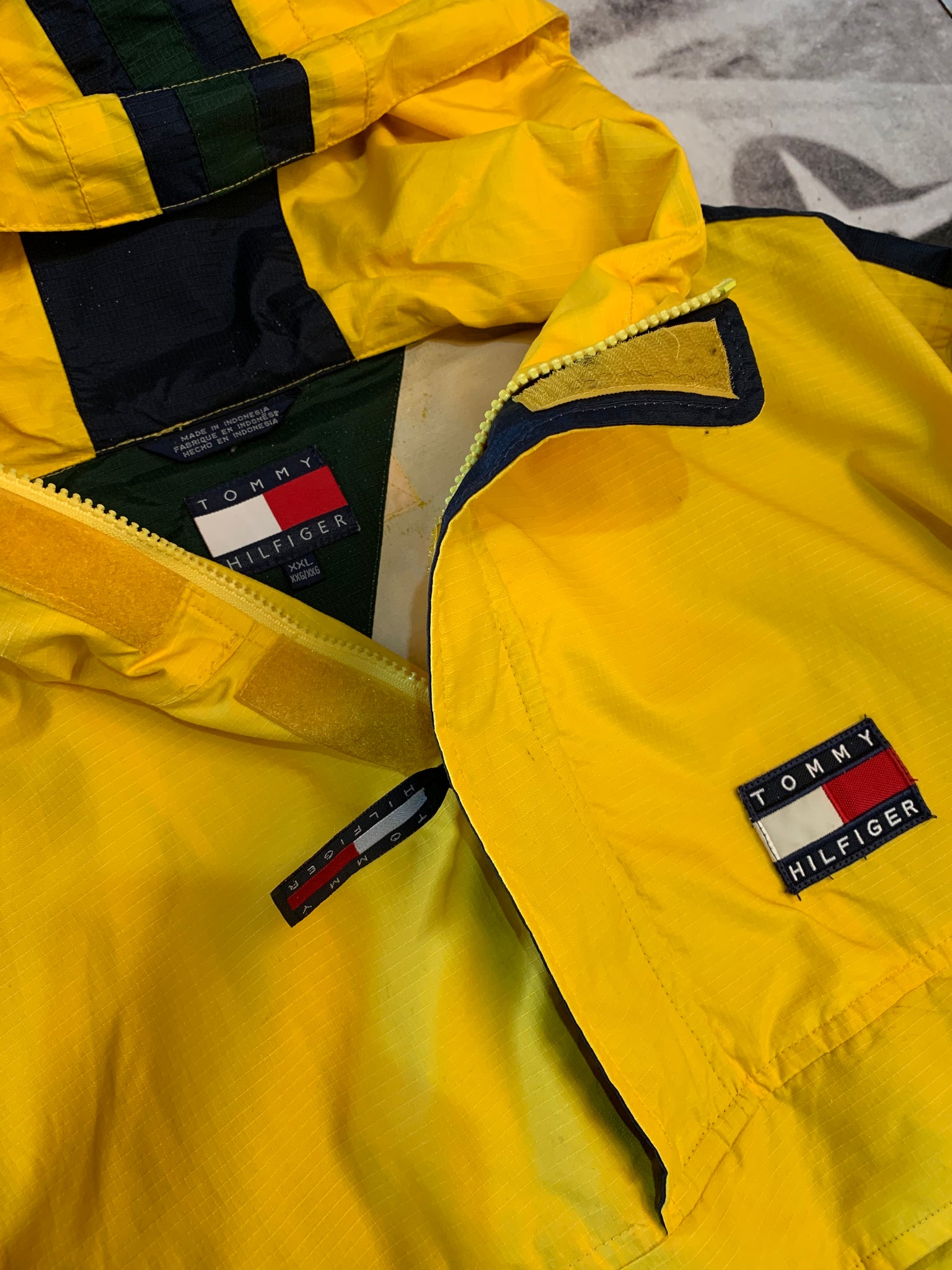 tommy hilfiger jacket yellow blue and red