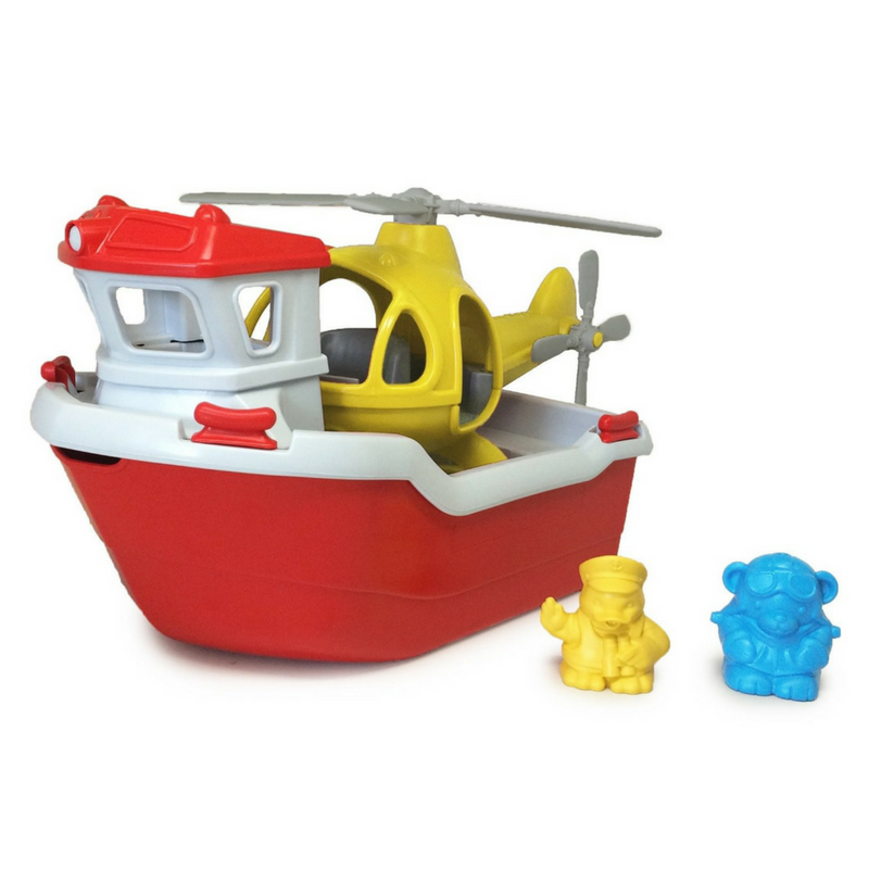 green toys rescue boat and helicopter