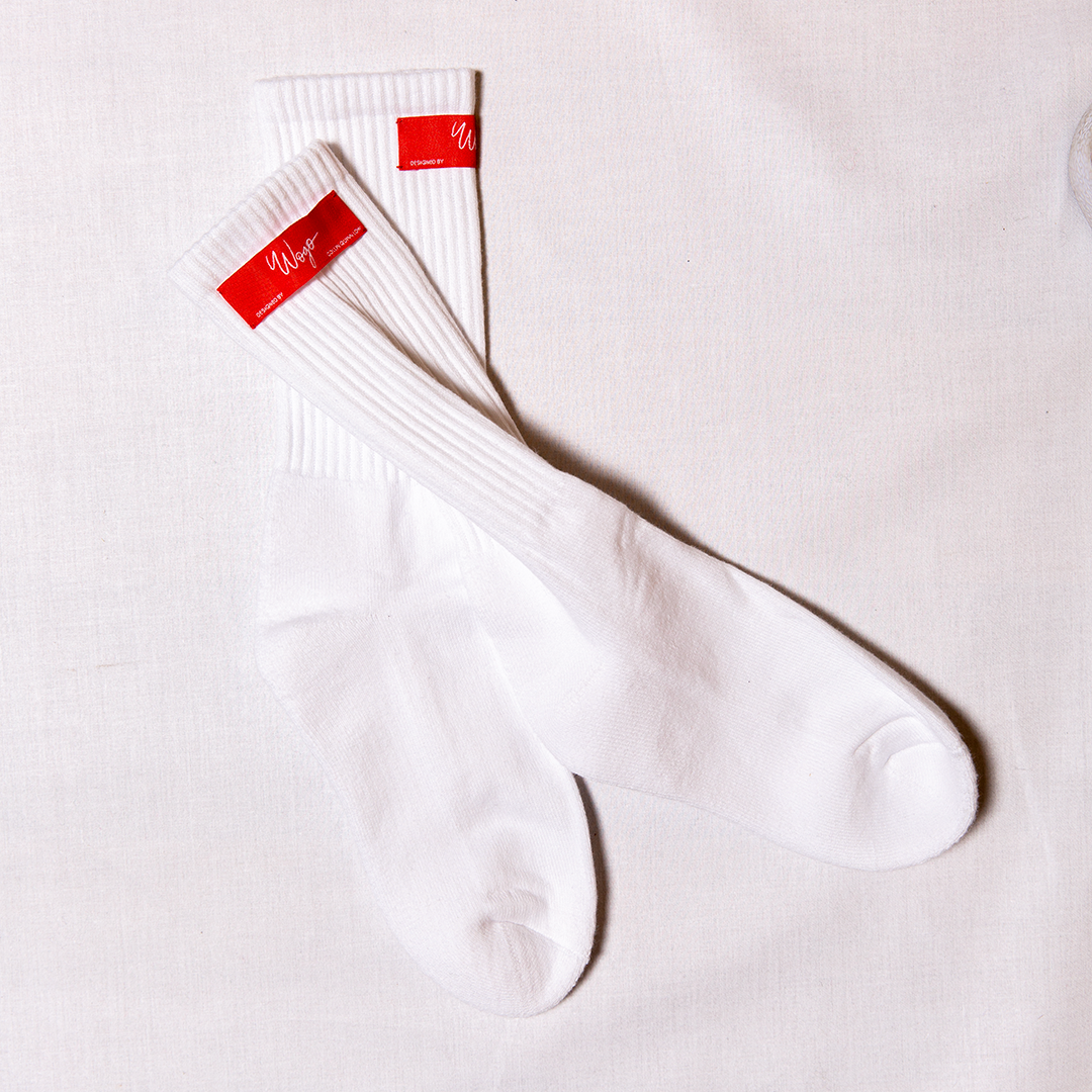 Woven Label Socks (White)