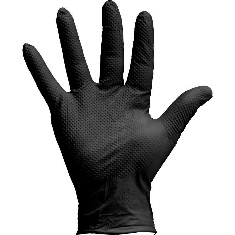 Jefferson GeckoGrip Black Nitrile Gloves Box Of 100