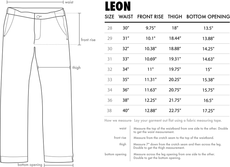 Jean Shop size chart