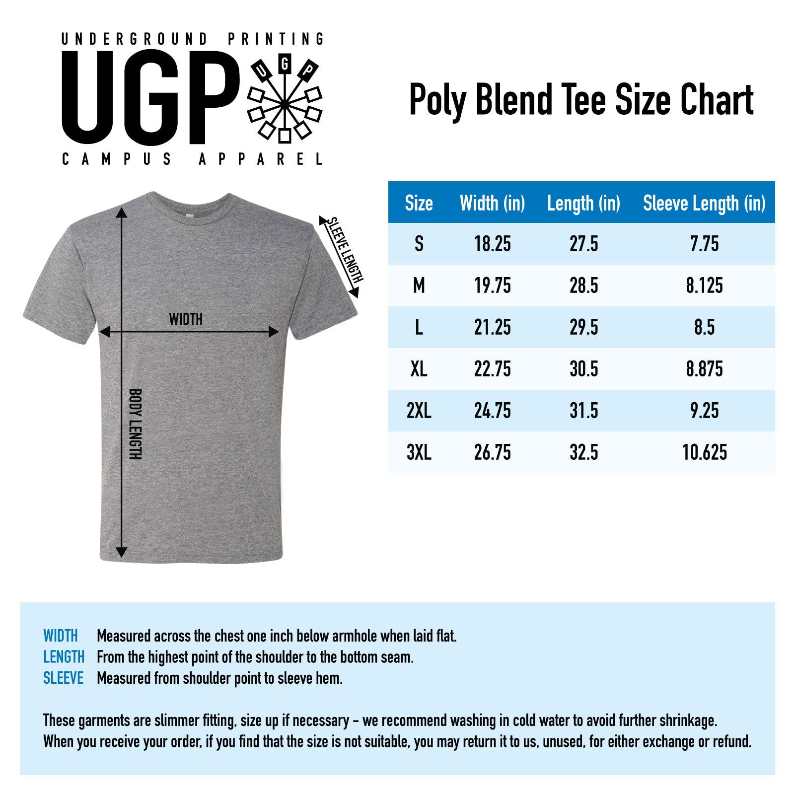 The Mountain T Shirt Size Chart