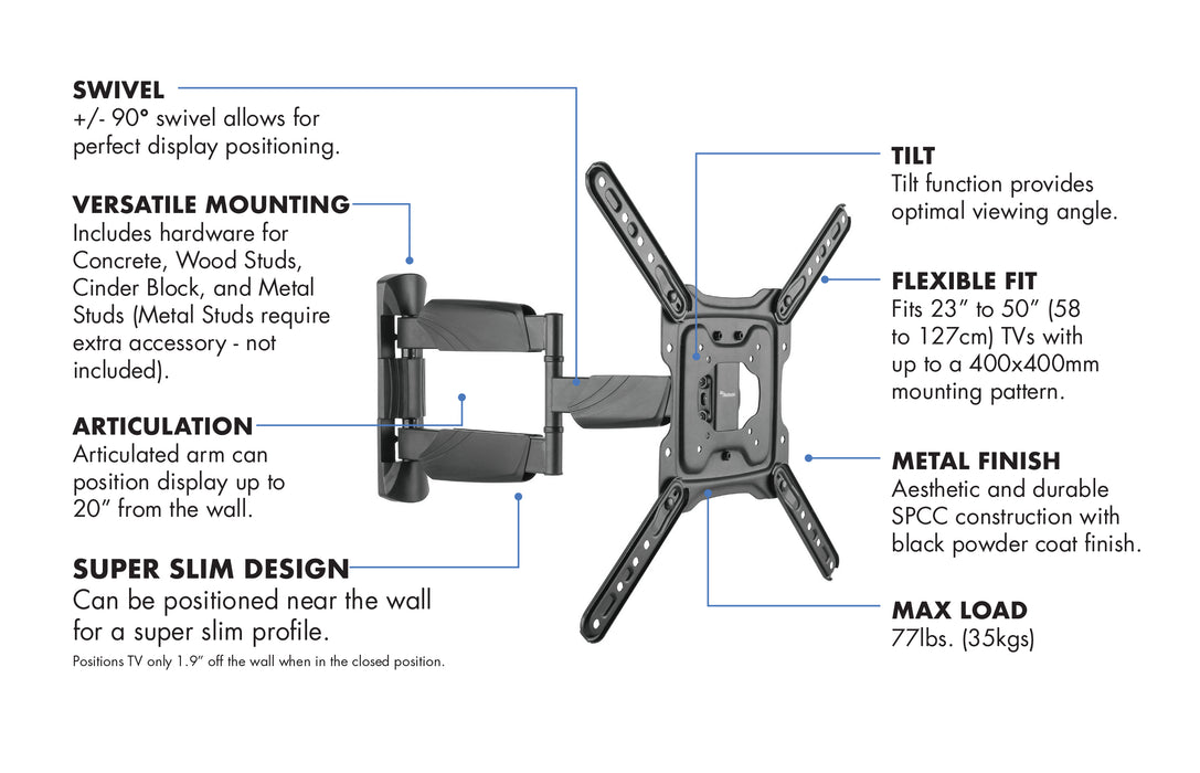 Starburst Sb 2350art Pro Series Full Motion Wall Mount For 23 50 Tvs Starburst Technologies