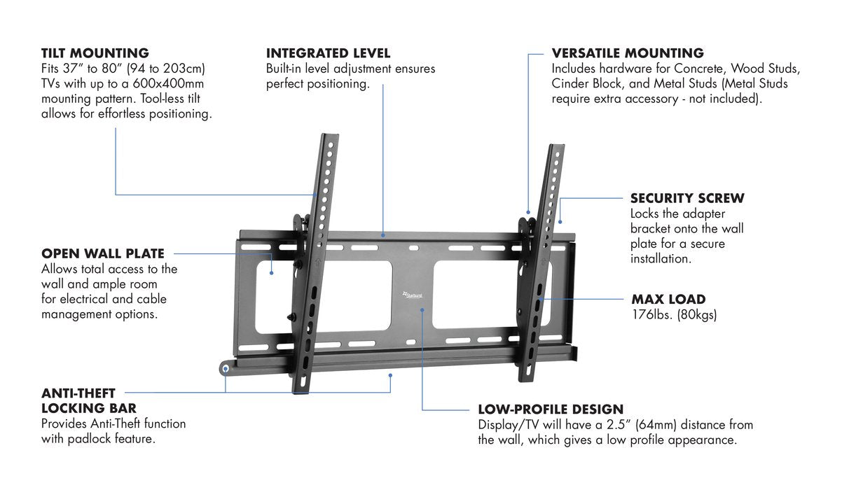 Starburst Sb 3780wmt W Outdoor Rated Anti Theft Tilting Tv Wall Mount Starburst Technologies