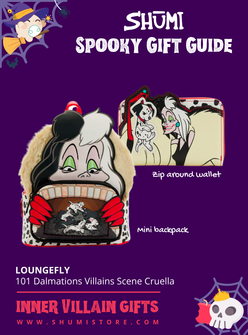 halloween gifts loungefly cruella mini backpack