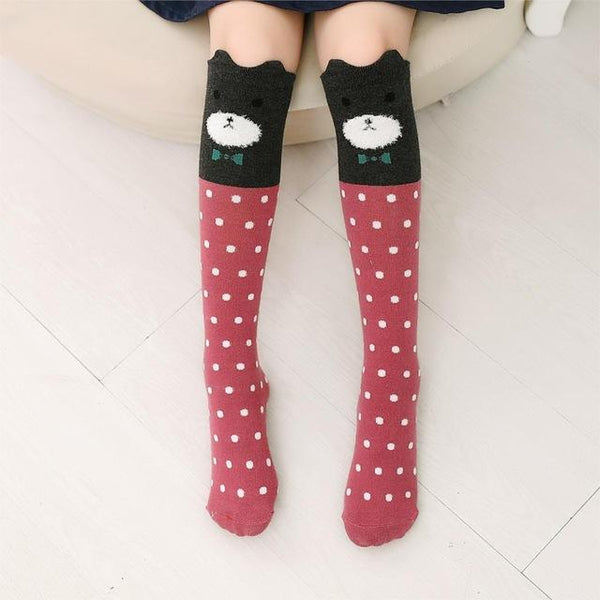 Cartoon Print Knee High Kid Socks - Sock Fetish Station