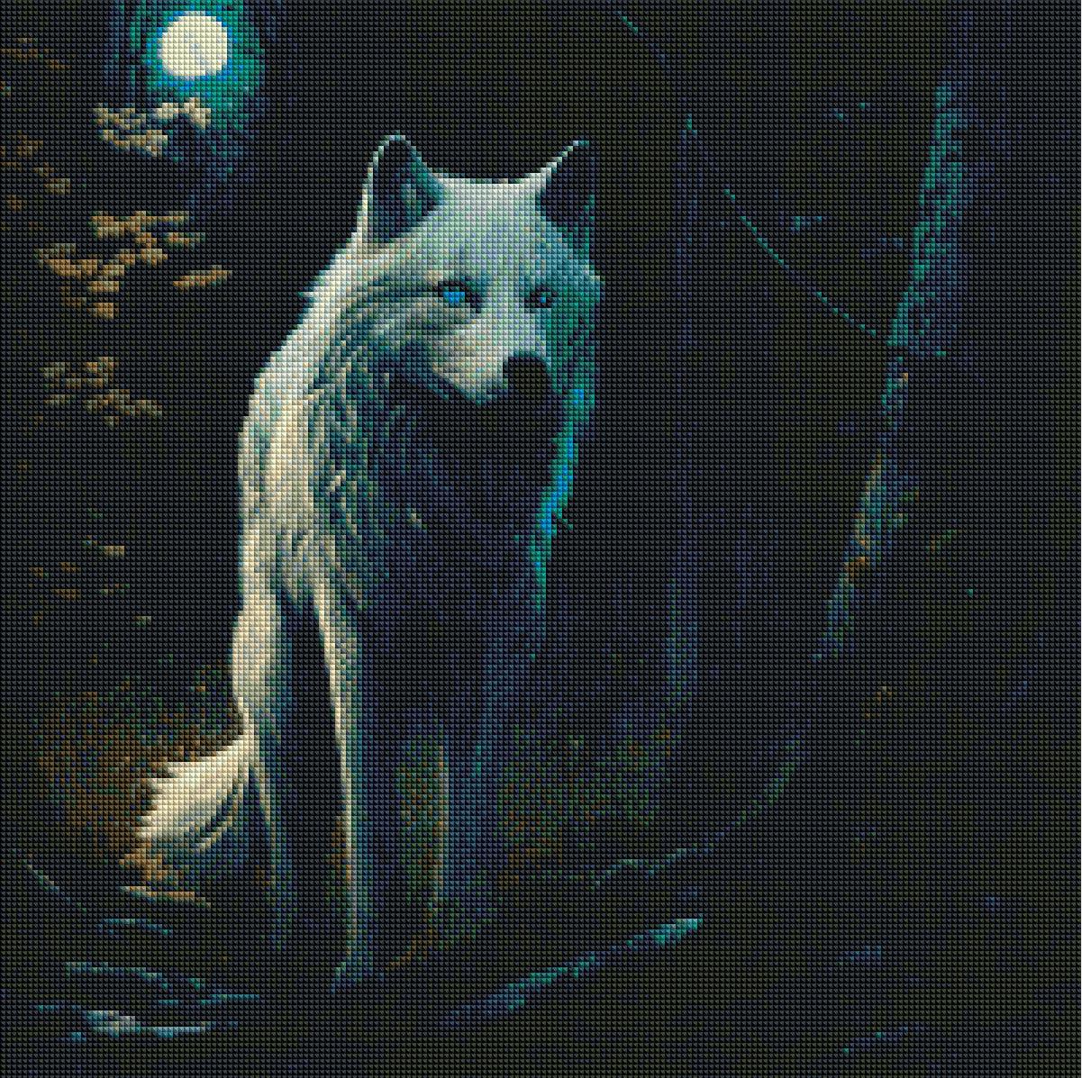 Night Wolf - Partial Round Diamond Painting