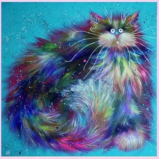 Custom Diamond Painting Instructions Colorful Artistic Cat Diamond