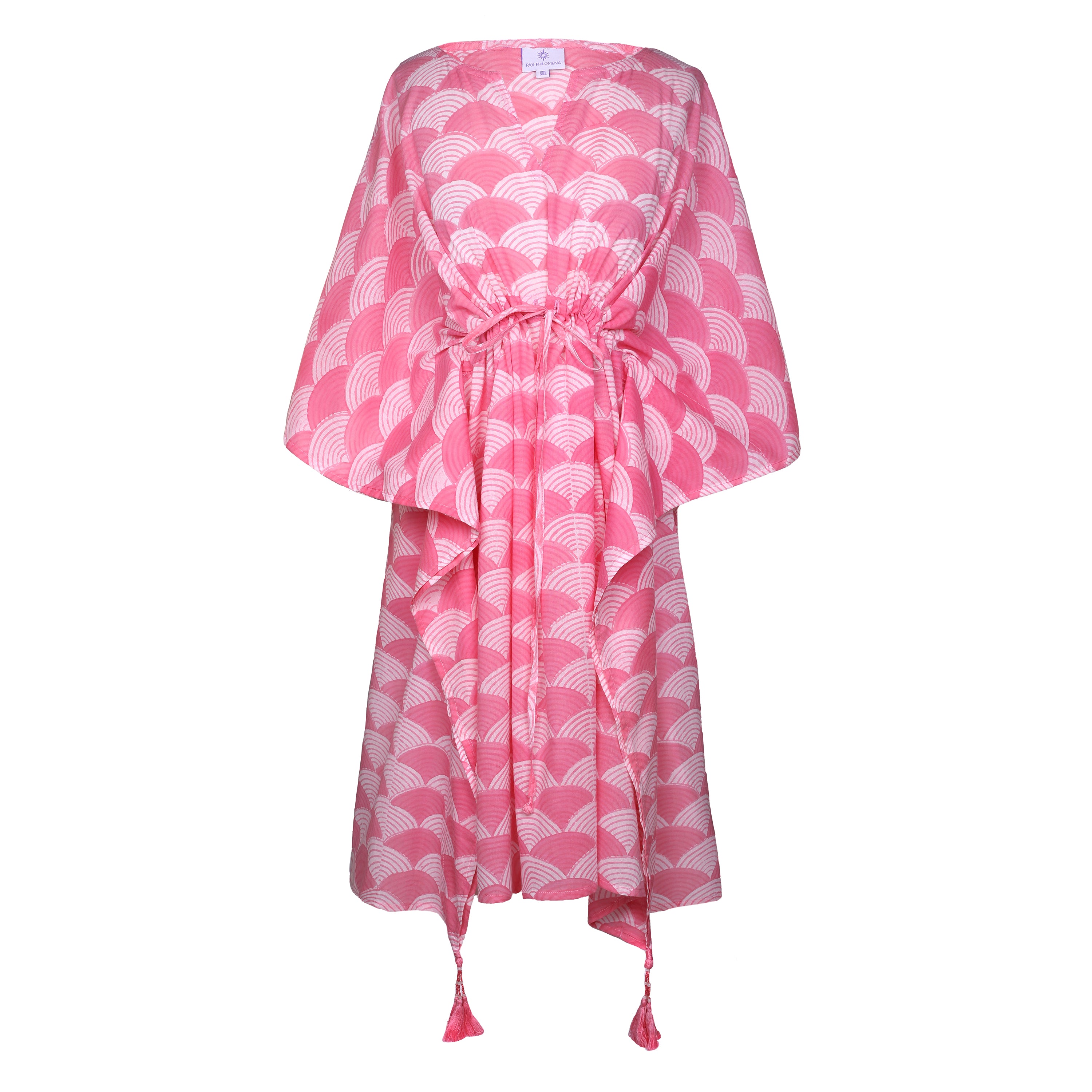 Image of La Scala Camellia Pink Midi Kaftan Dress