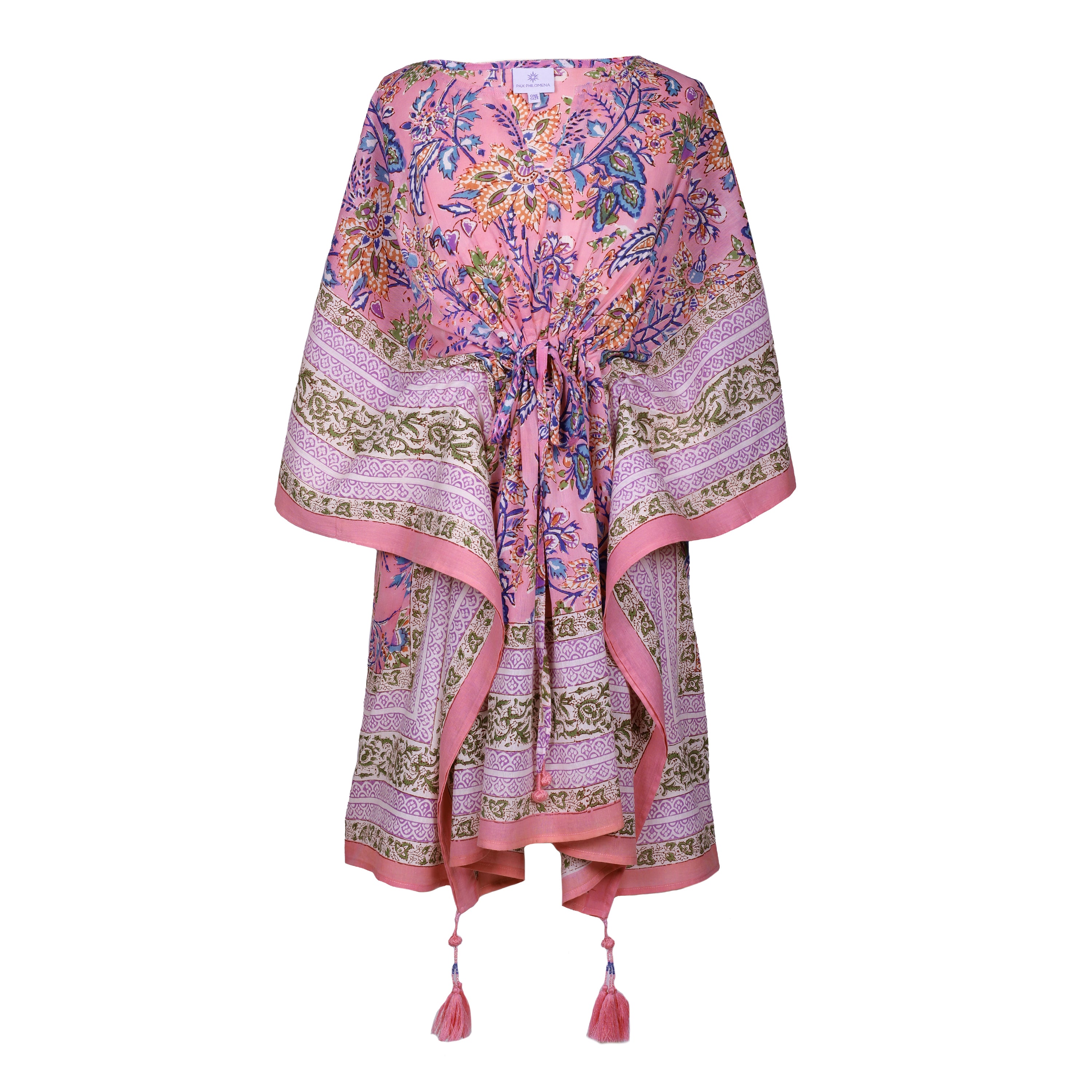 Image of Rosa Tropicale Short Cotton Kaftan