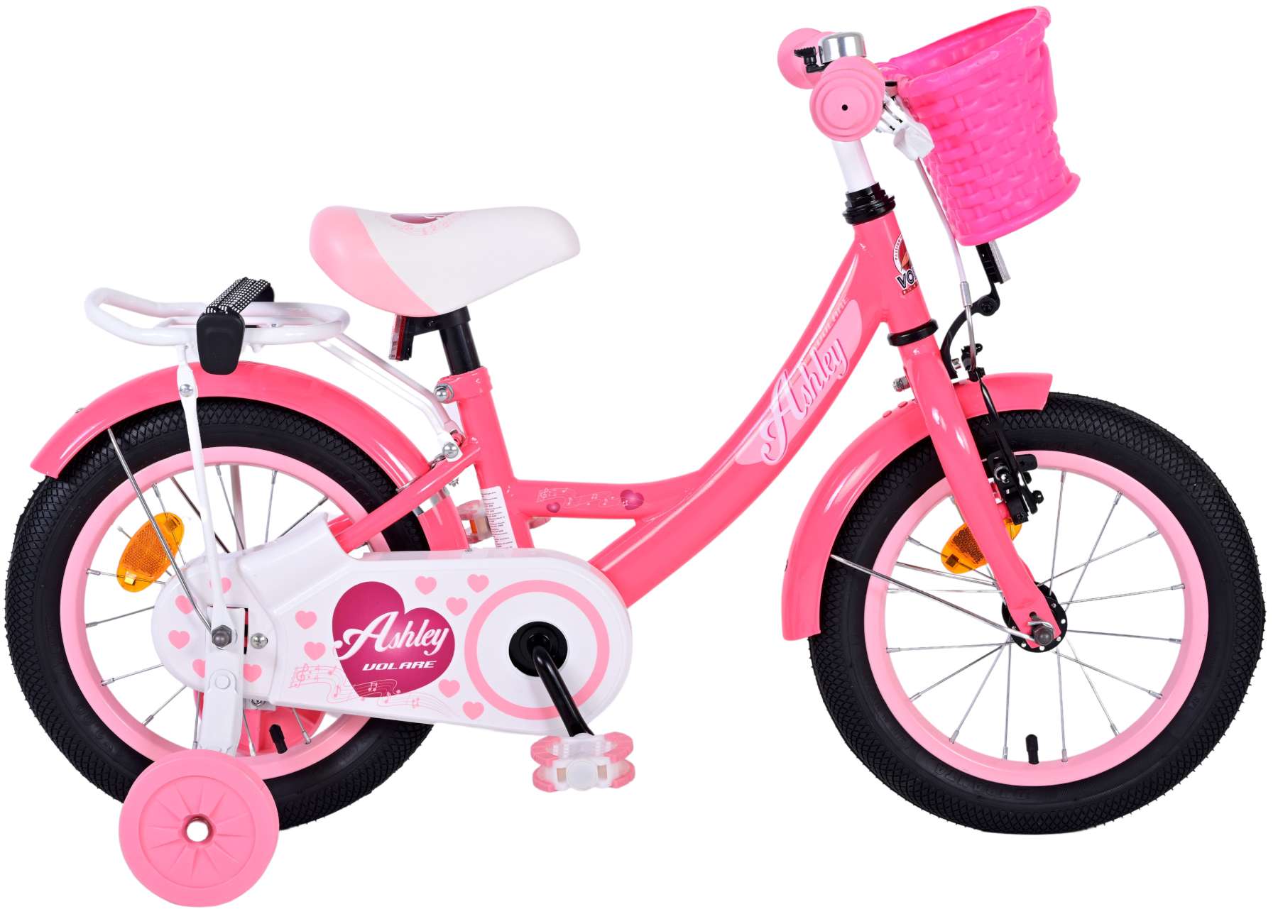 Volare Ashley 14 Inch Meisjes Kinderfiets Donker Roze  +€15 Inruilkorting