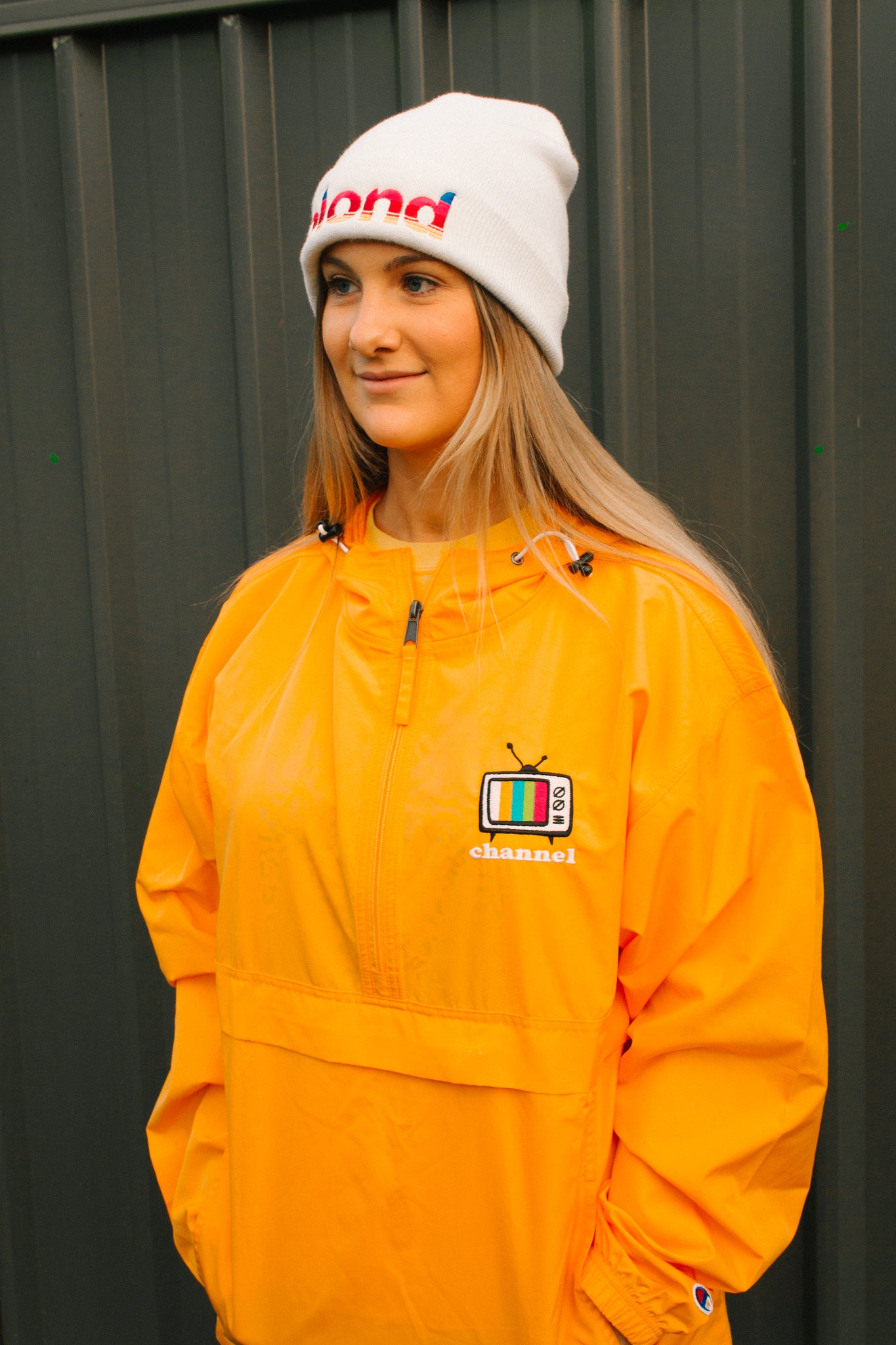 champion windbreaker womens orange