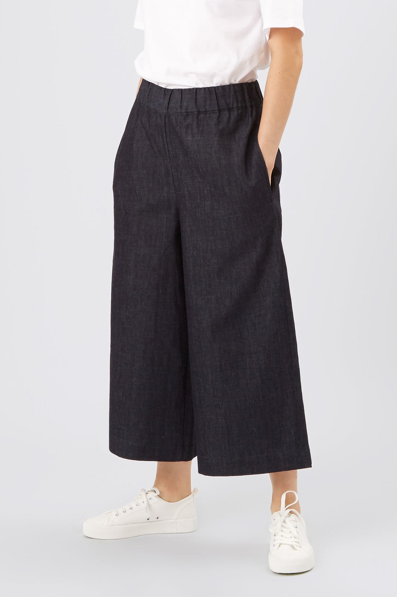 Women's Short PJ Trousers - Navy Linen - Community Clothing