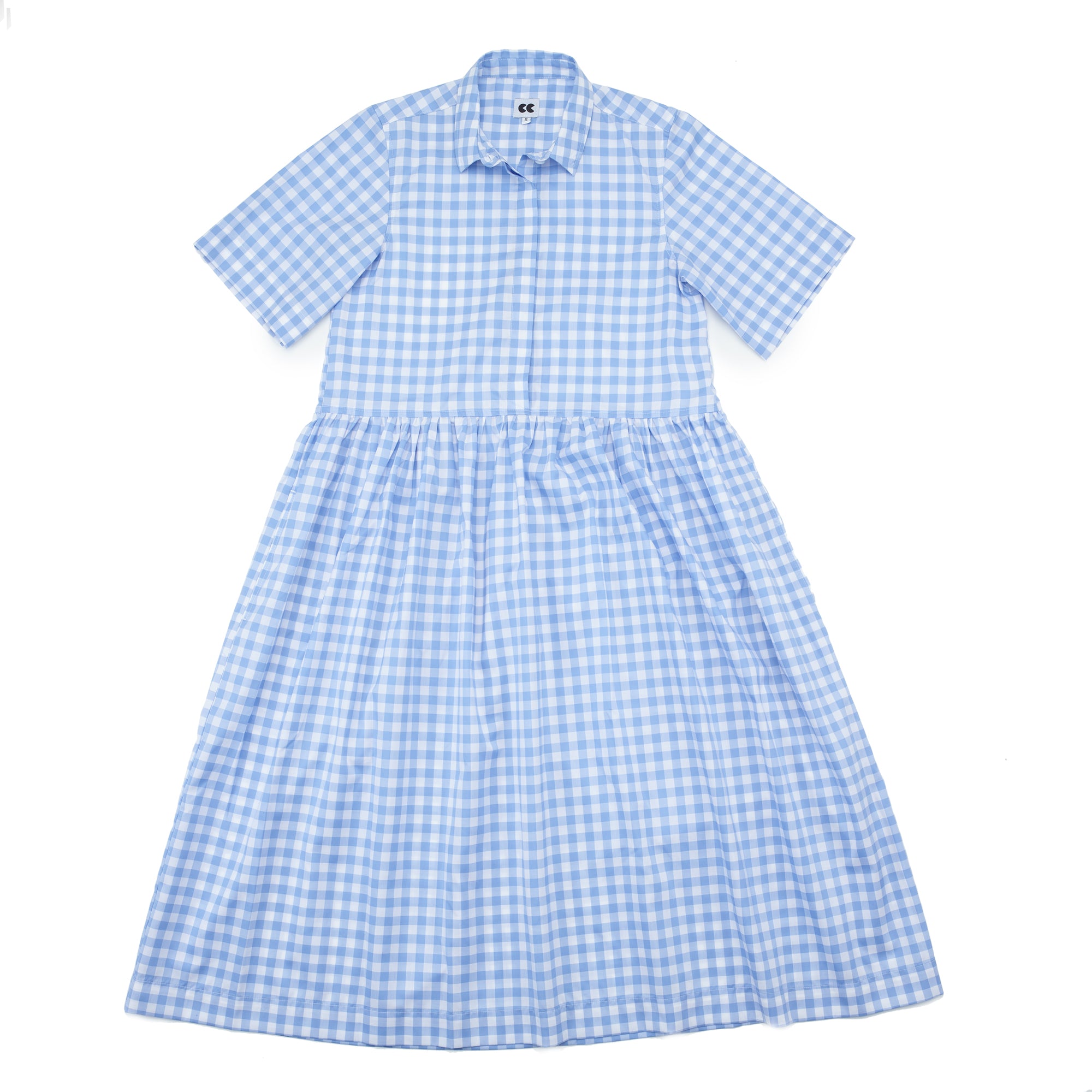 Gathered Dress- Blue & White Gingham | Community Clothing