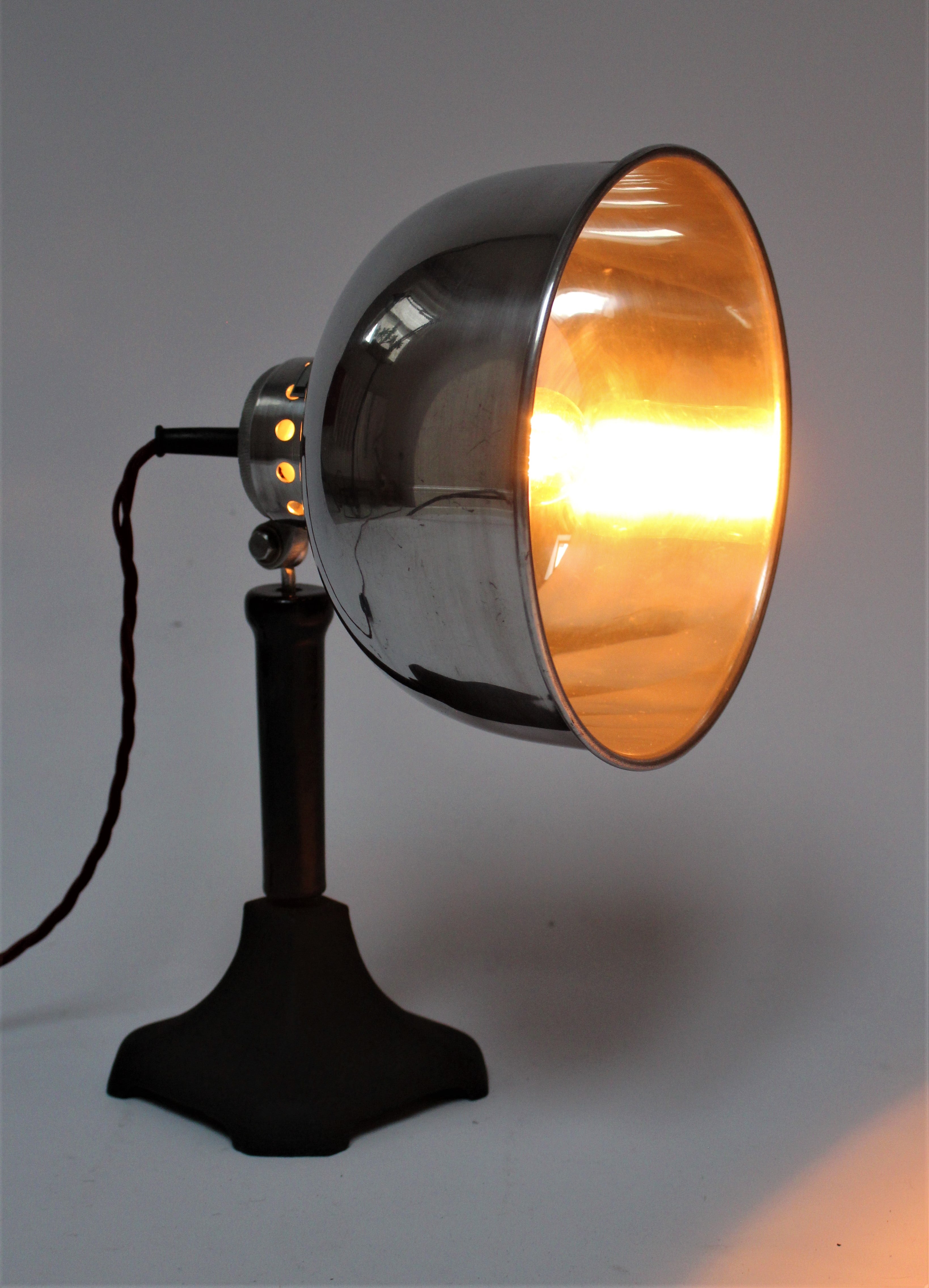 Rare 1930s Arore Heat Lamp Converted To Stunning Desk Lamp