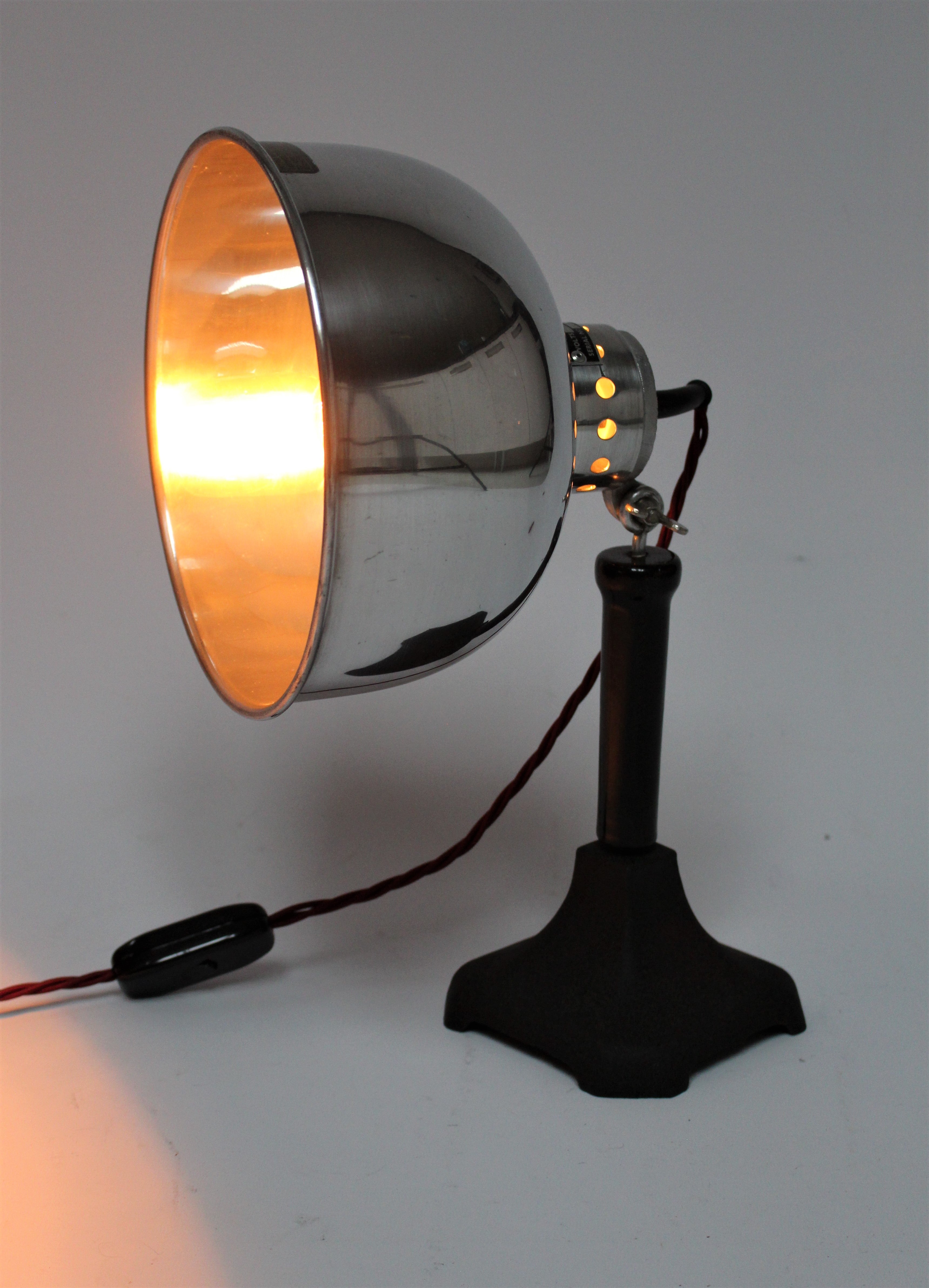 Rare 1930s Arore Heat Lamp Converted To Stunning Desk Lamp