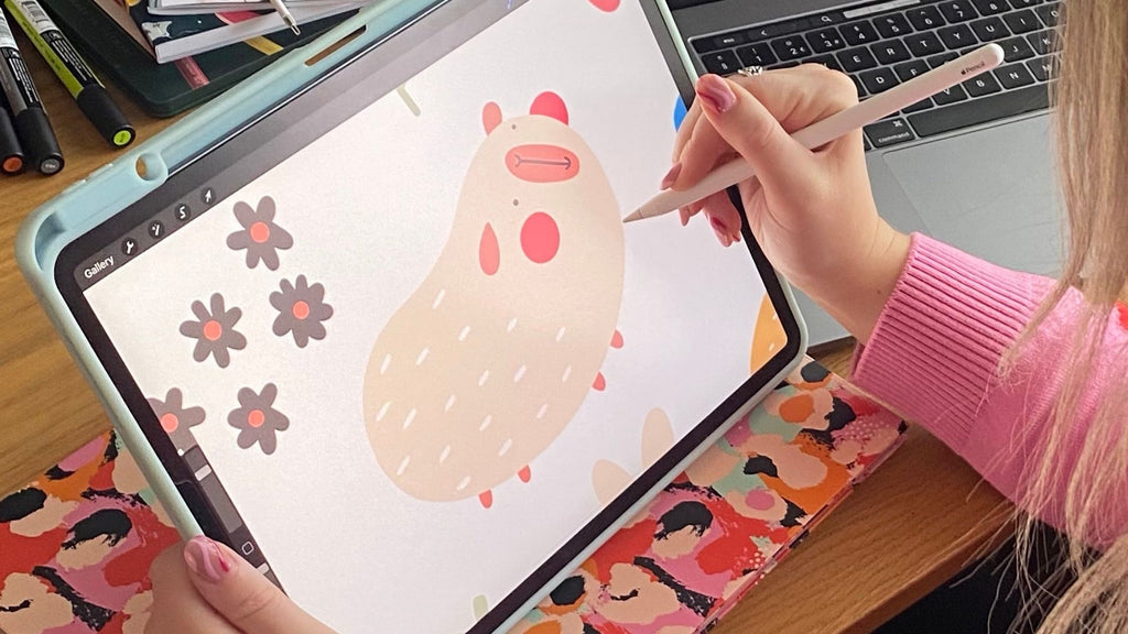 amy frances uk drawing on ipad tablet illustrations for kavee collection of new fleece liners and accessories for guinea pigs